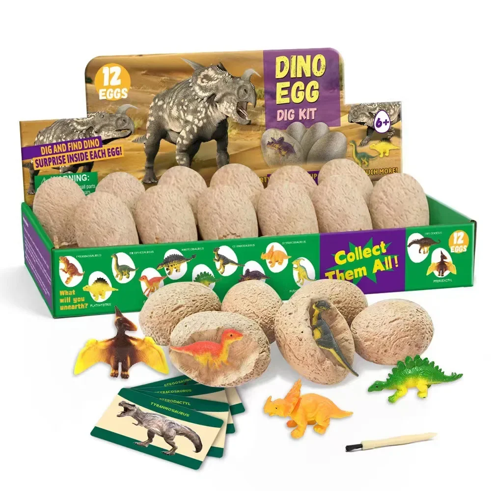 12PCS Archaeological Excavation Dinosaur Egg Fossil Creative DIY Dinosaur Egg Children's Educational Scientific Excavation Toys