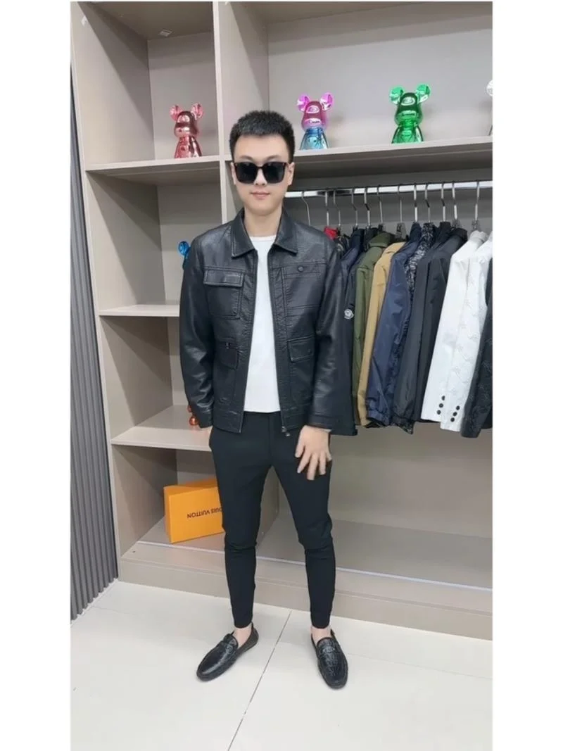 

Новая весенняя мужская кожаная куртка: модная, универсальная, износостойкая верхняя одежда, стильная, размер M