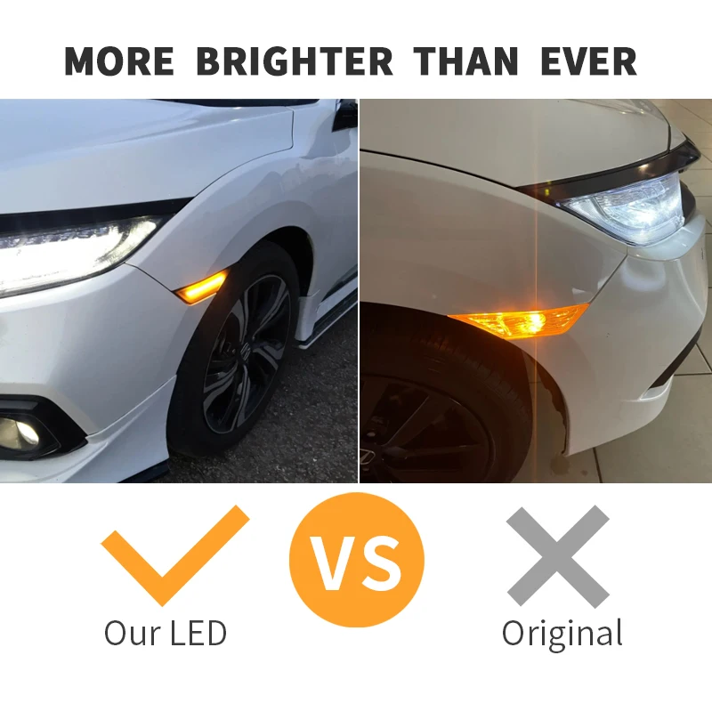2Pcs Dynamic LED Side Marker Lights Turn Signal Indicator Car Accessories For Honda Civic 2016 2017 2018 2020 OE#34300-TET-H01 view 5