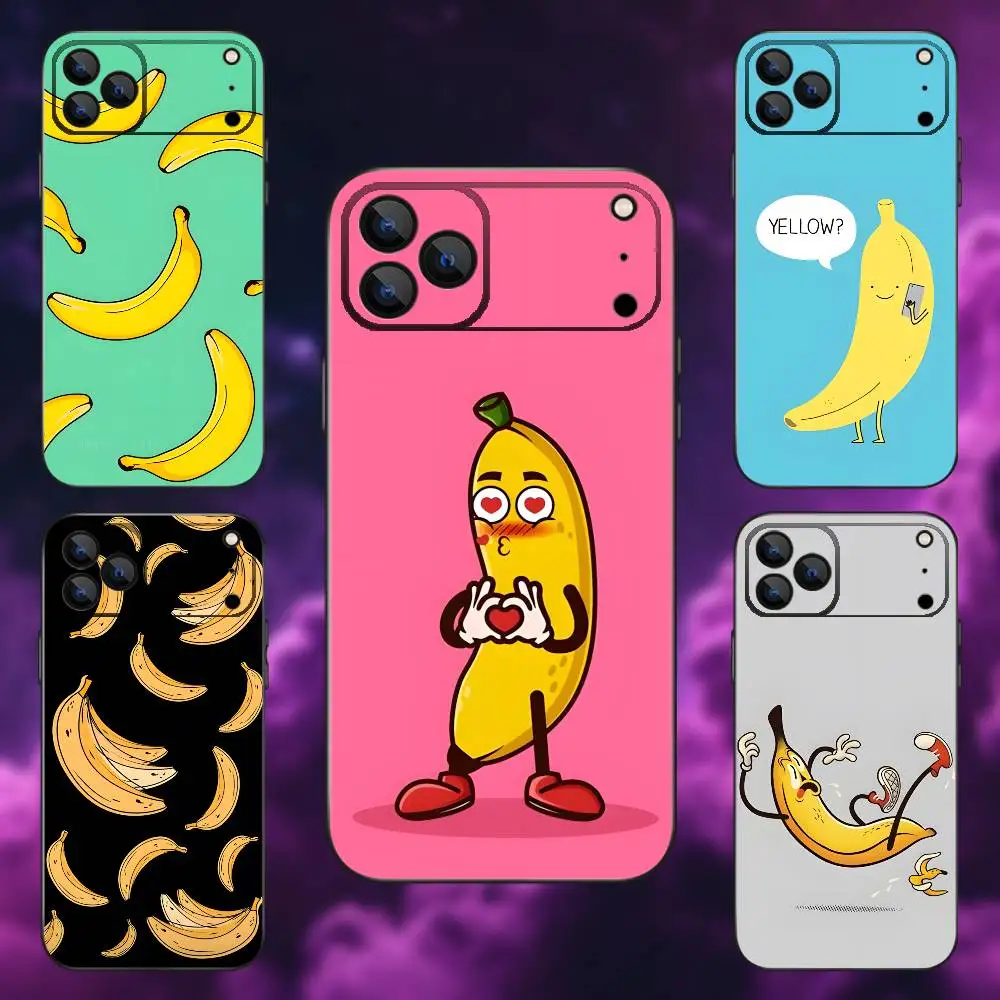 

Banana aesthetic Phone Case For iPhone 17,16,15,14,13,12,Pro,Max,Plus,E,SE4,Air,Mini Black Soft Box
