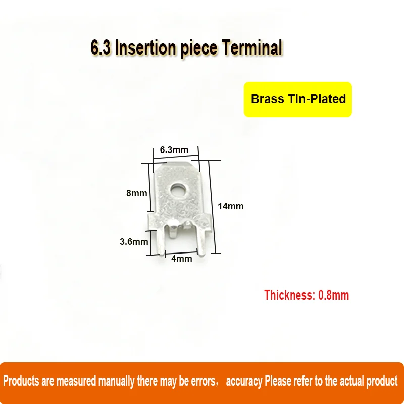 100Pcs 6.3mm Soldering Lug Straight Insert Circuit Board Positioning Inserts 0.8mm Thickness PCB Wiring Welding Sheet