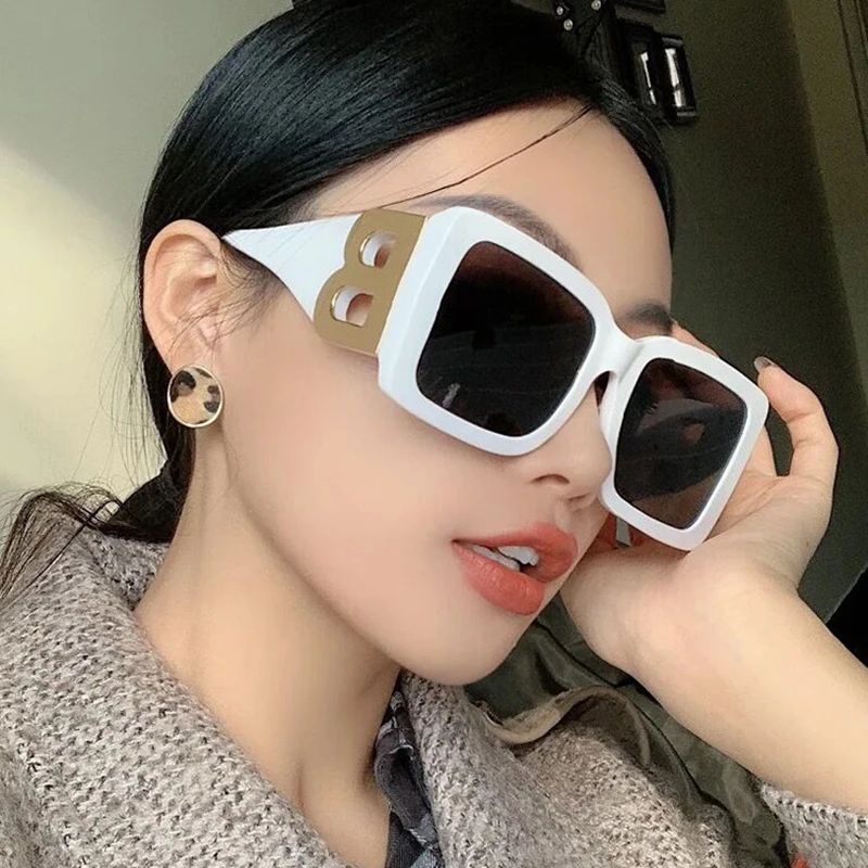 Classic Black Luxury Brand Women's sunglasses Ladies Trendy Designer Square Sun Glasses Retro B-Decorative Shades Eyewear UV400