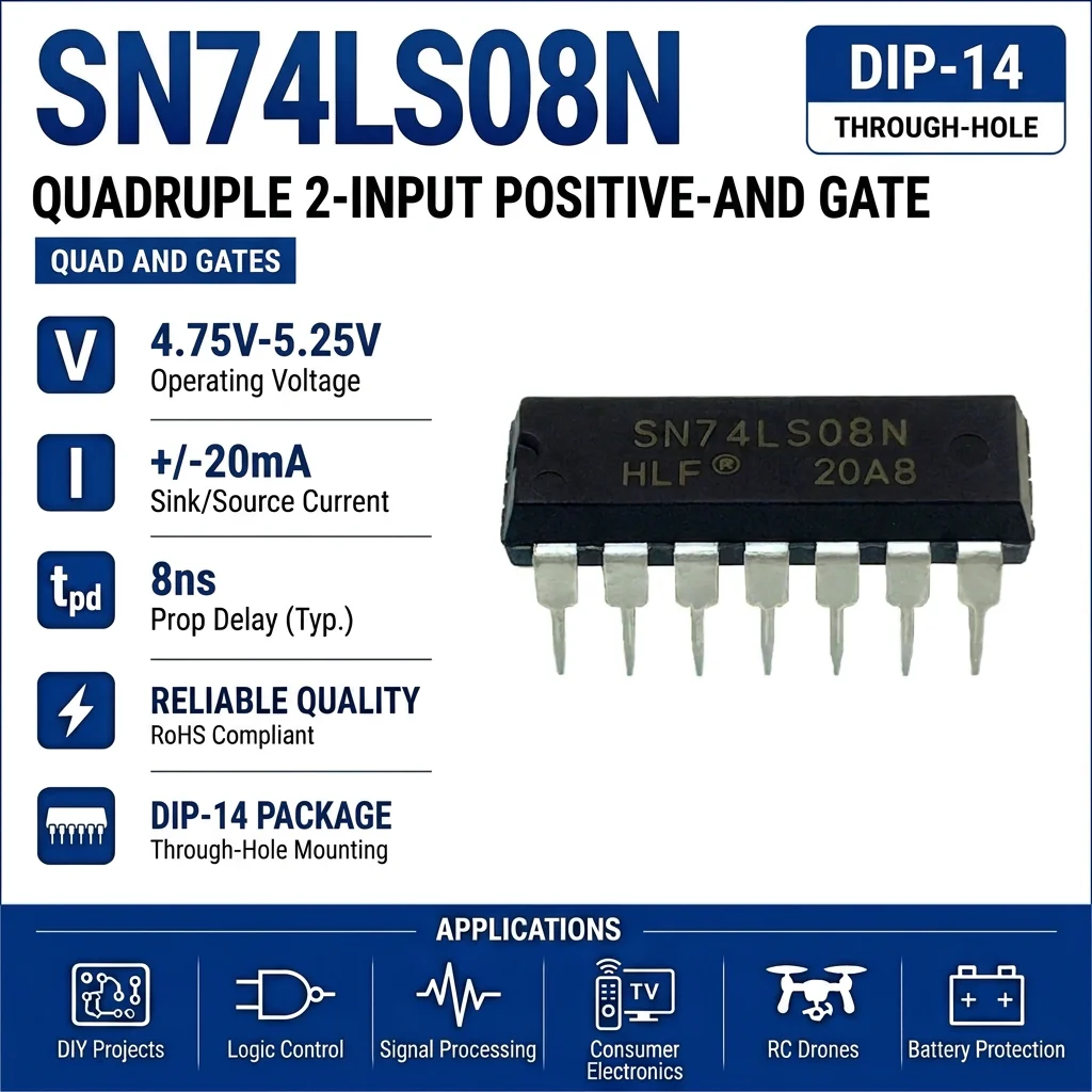 (25 pcs) SN74LS08N DIP-14 / SN74LS08DR SOP-14 SN74LS08 Quad 2-Input AND Gate