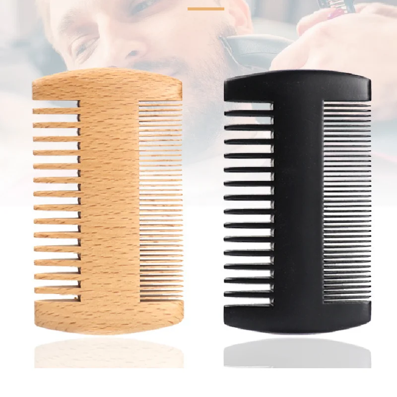 

Wooden Double Sided Beard & Hair Comb With Wide & Fine Teeth Log Color Handbag Portable Comb Daily Beard Combing Tool For Men