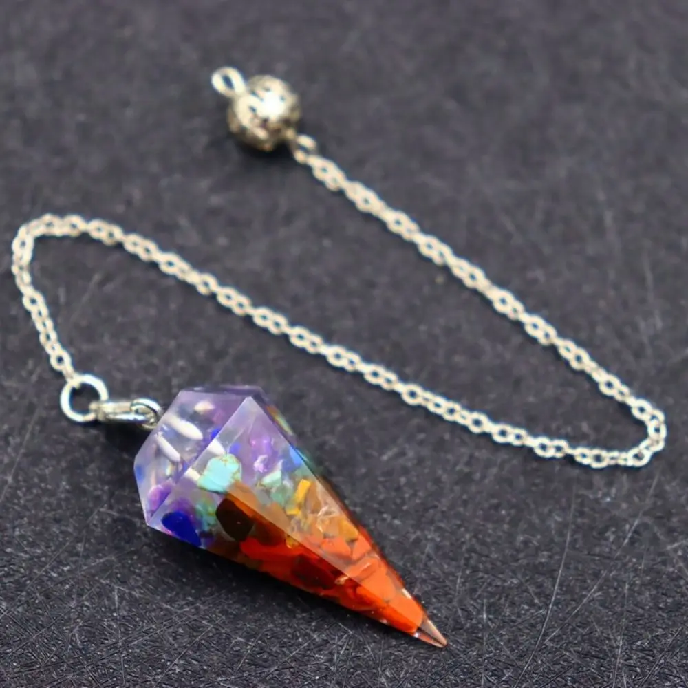 Chain Gemstone Rock Hexagon Pyramid Reiki Pendulum Pendant Healing Crystal Natural Stone Amulet