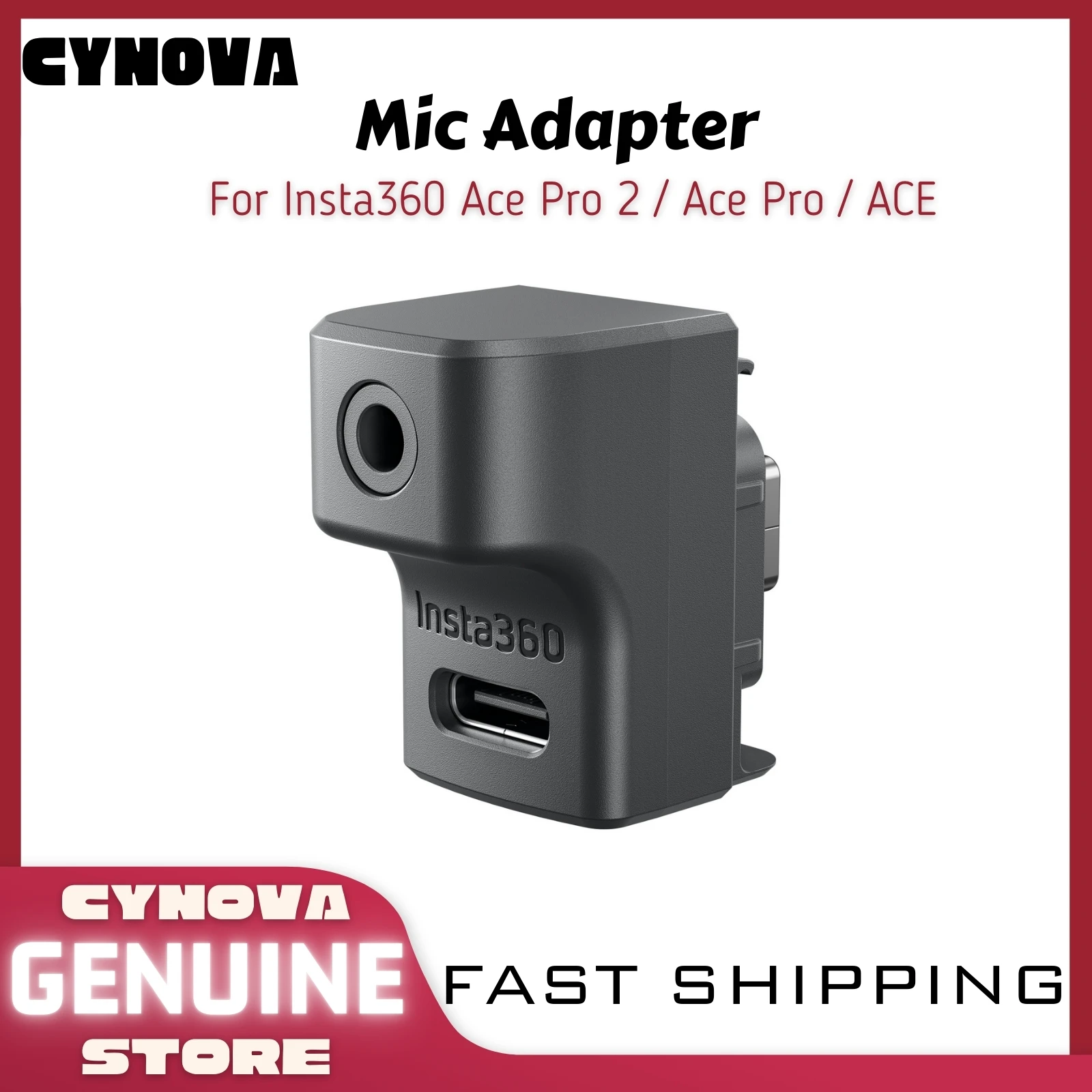 CYNOVA For Insta360 Ace Pro 2 Mic Adapter Audio Jack Microphone Gear USB-C Port For Insta 360 Ace Pro 2 & Ace Accessories