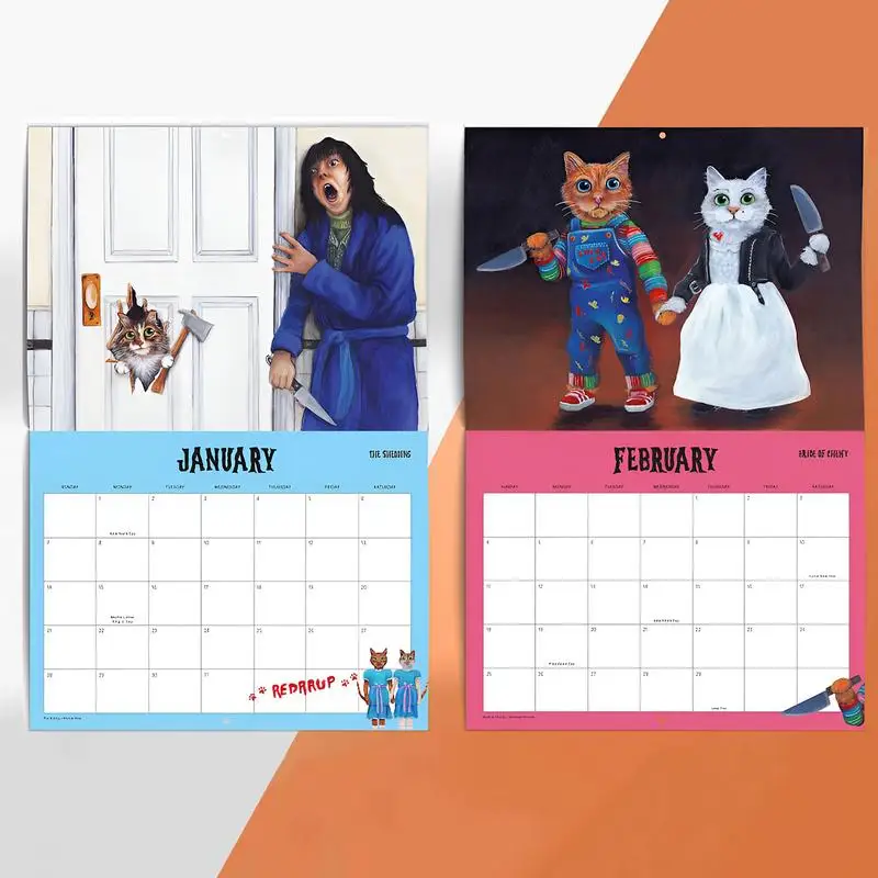 Kat Kalender 2025 Leuke Muurplanner 12 Maanden Muur Maandkalender Ophangbare Dagelijkse Planner Omklapbare Wandkalender Voor Thuis