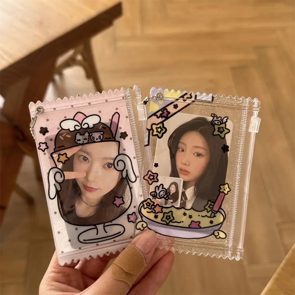 Creative Transparent Zipper Photocard Holder With Keychain 3 inch Photo Card Protector Sleeves Student Badge Display Storage Bag