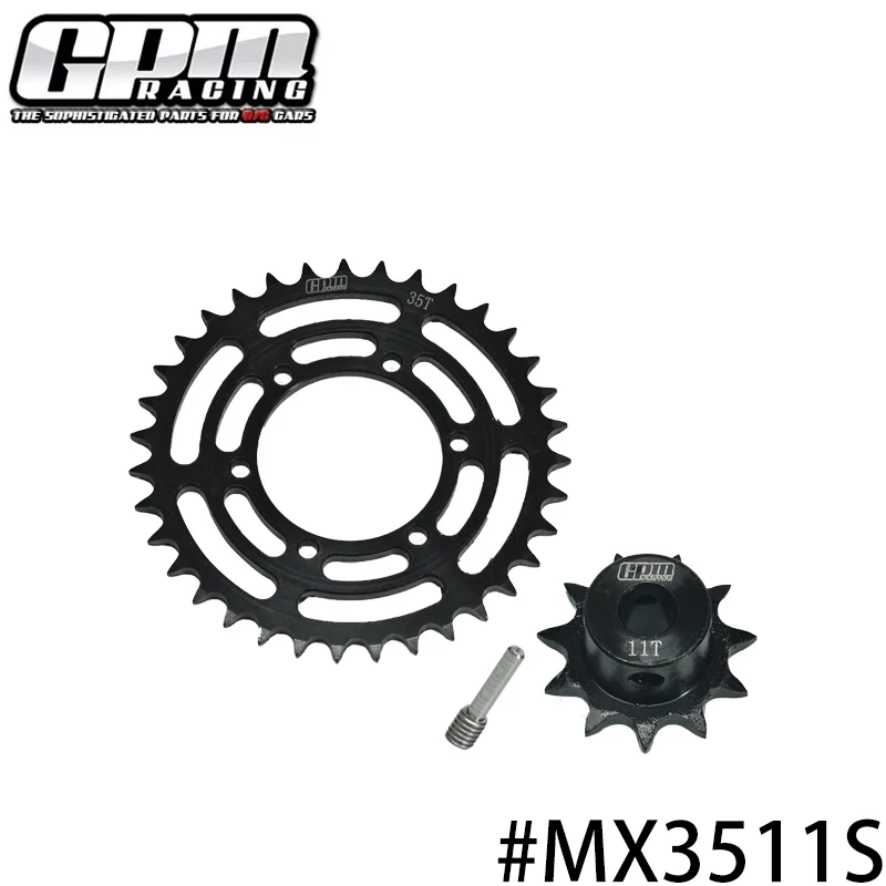 GPM Carbon Steel Hub Chain Sprocket Set 35T/11T For LOSI 1/4 Promoto SM .MX LOS06000.LOS06002