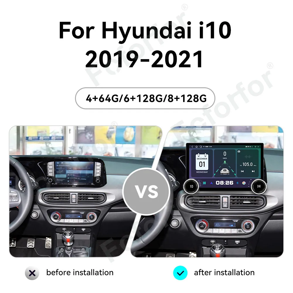 Navegación Inteligente Android 15, Pantalla Táctil HD de 11.5 Pulgadas, CarPlay Inalámbrico, Android Auto, GPS, Reproductor Multimedia para Auto, para Hyundai i10 2019-2021
