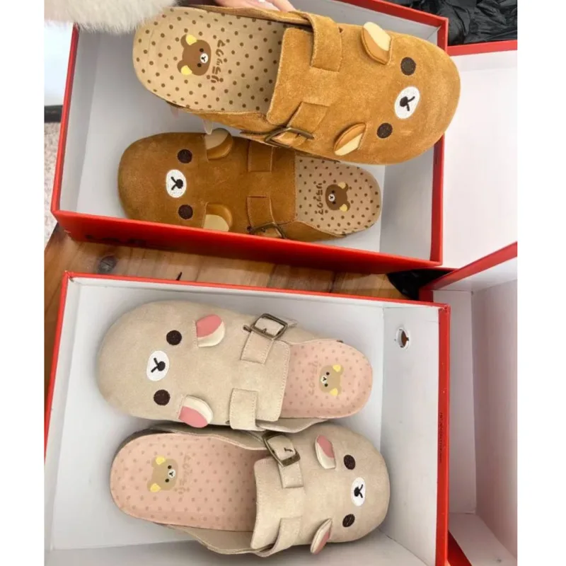 

2025 New Rilakkuma Anime Periphery Thick Bottom Retro Half Baotou Bear Sister Cartoon Shaped Women'S Shoes Home Decoration Model