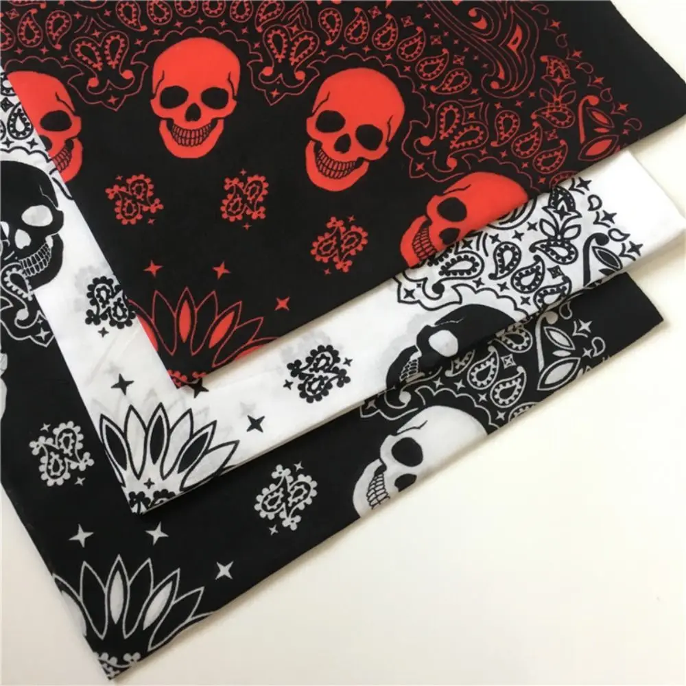 The New Skull Cashew Pattern Hip Hop Scarf Sun Protection Windproof Printed Shawl 100% Cotton Material Neck Scarf Women\'s