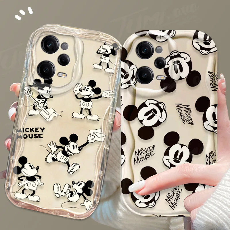 Disney Mickey Mouse 3D Wave Case For Xiaomi Redmi 12 12C 12R 11A 13C 10 10C 10X 9 Power 9A 9C 9T 8 K70E K70 K60 K50 Pro Cover