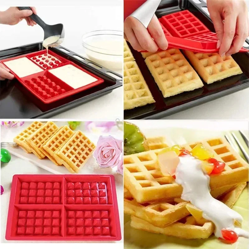 Premium Food Grade Silicone Waffle Mold Set:Ultimate Non-Stick Bakeware for Delectable Cakes-The Must-Have Kitchen Waffle Maker