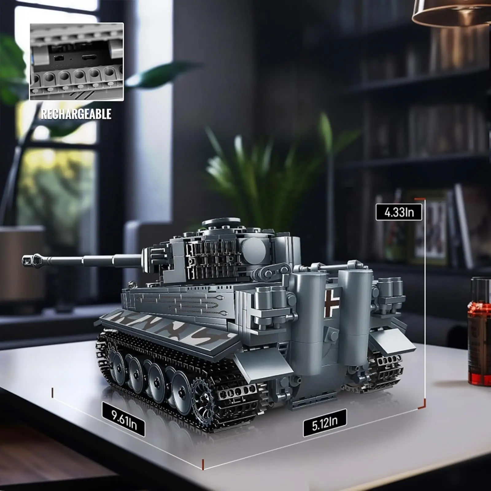 Mould King 800 PCS RC Military Tank Building Kit, APP Controlled Collectible Army Model for Adults & Teens