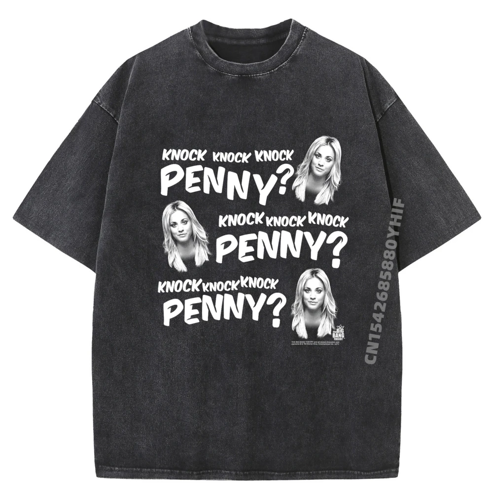 

Knock Knock Knock Penny Men T Shirts High Quality Summer Washed Shirts For Men Graphic T-shirts Mens Trend Clothes