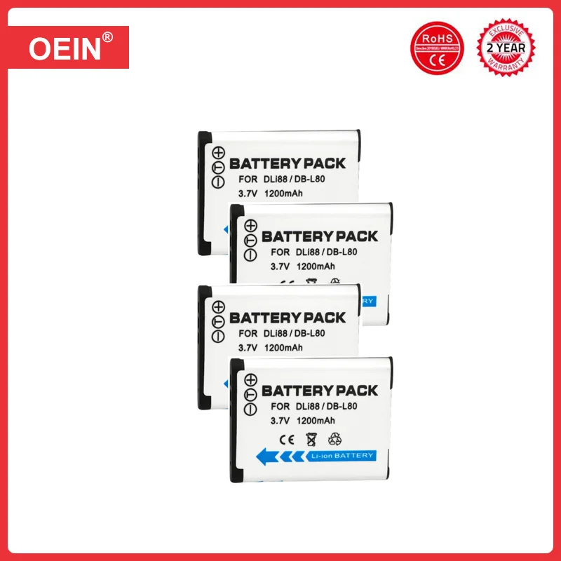 DB-L80 D-LI88 Battery and Charger for Sanyo VPC-CG10 DMX-CG11 VPC-CG100 VPC-CG102 for Pentax P70 H90 W90 WS80 P80