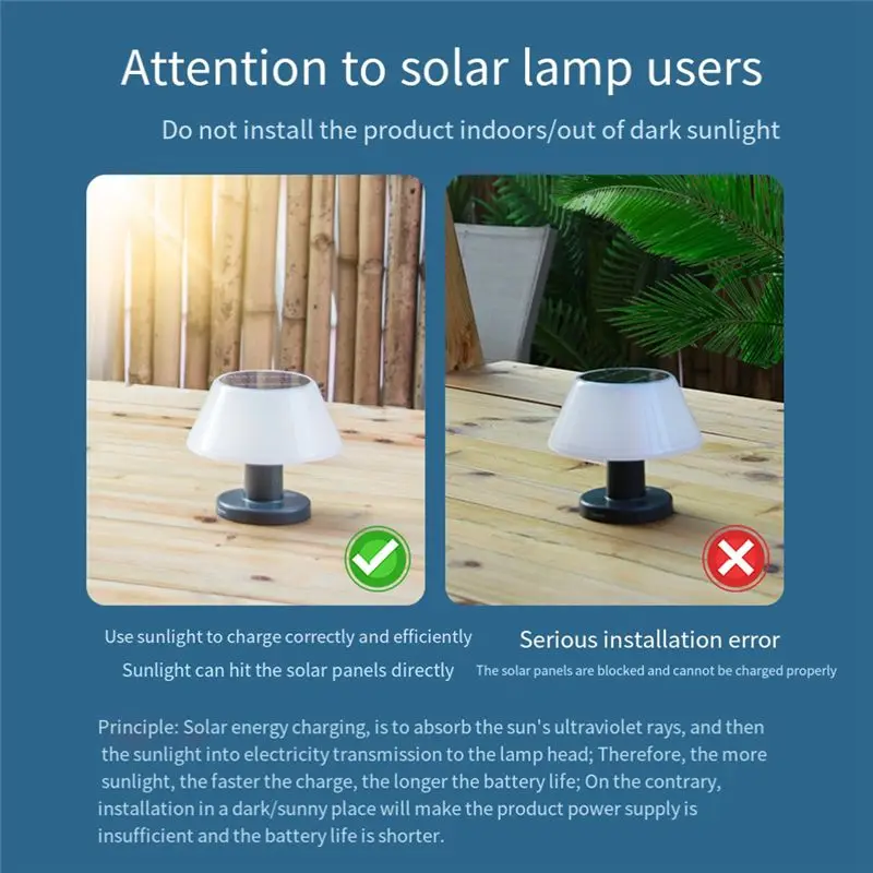 BAAG-Outdoor Solar Table Lamp Waterproof Garden Indoor Desk Solar Read Lamp Dimmable Cordless Night Light Easy Install