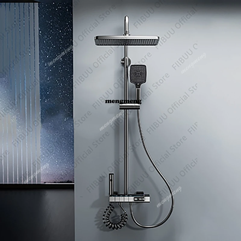 Piano Button Shower System Four-function Water Outlet Handheld Shower Set Family Bathroom Waterfall Surround Shower Head Combo