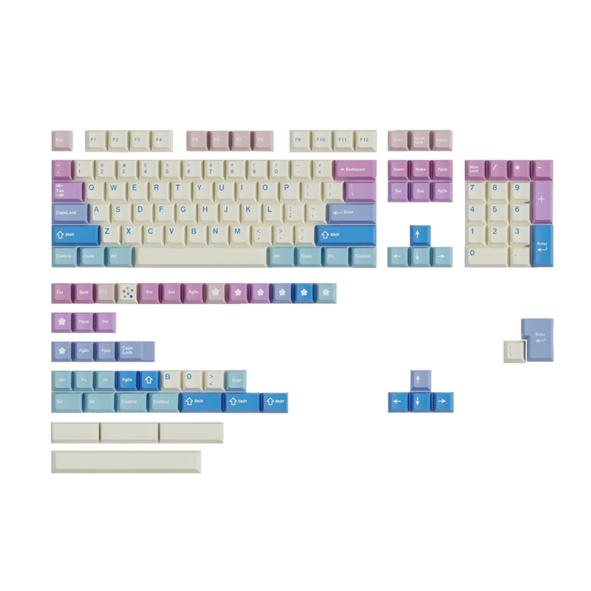 150 Keys Keycaps PBT Material Keyboard Keycaps Cherry Profile Sublimation Keycap for Most Mechanical Keyboards A