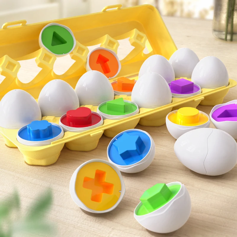 Smart Eggs Toy For Children Color Shape Matching Develop Games Simulation Eggs Educational Toys Toddlers 3D Puzzles Sensory Toys
