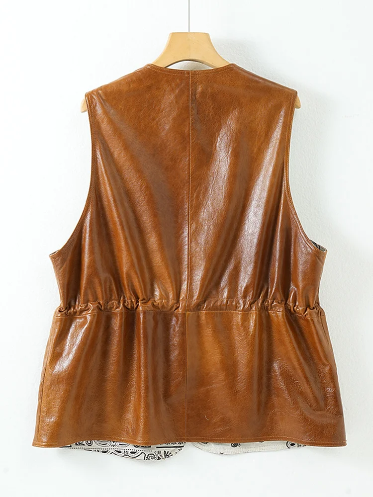 2025 Gilet da donna in pelle di agnello naturale Giacca da donna in vera pelle di pecora genuina girocollo Slim Fit Streetwear