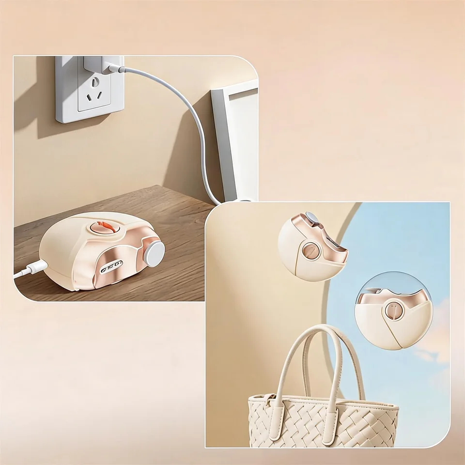 Cortauñas eléctrico recargable 3 en 1, recortador y pulidor automático de 500mAh, herramienta portátil de cuidado de uñas para bebé, adulto y niños, color beige 7