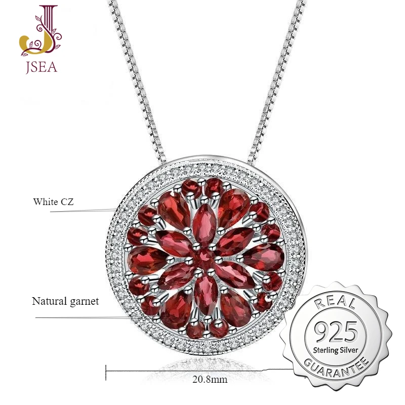 

Уникальное ожерелье с круглым диском — европейский и американский роскошный кулон из натурального драгоценного камня Gamet — серебро S925