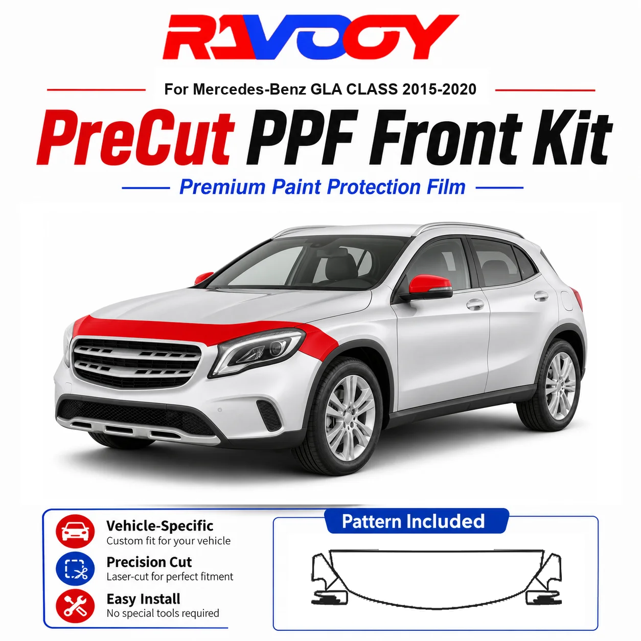 

8.5mil TPU Precut PPF Kit For Mercedes-Benz GLA CLASS 2015-2020 - Hood, Fenders & Mirror Set - Self-Healing Clear Bra Film