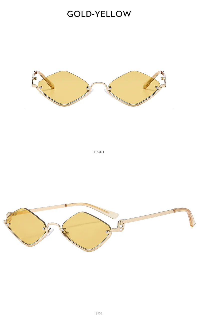 Mode Kleine Polygonale Sonnenbrille Frauen Marke Metall Halb Rahmen Gläser Damen Hipster Sexy Cat Eye Shades Vintage – Detail 13