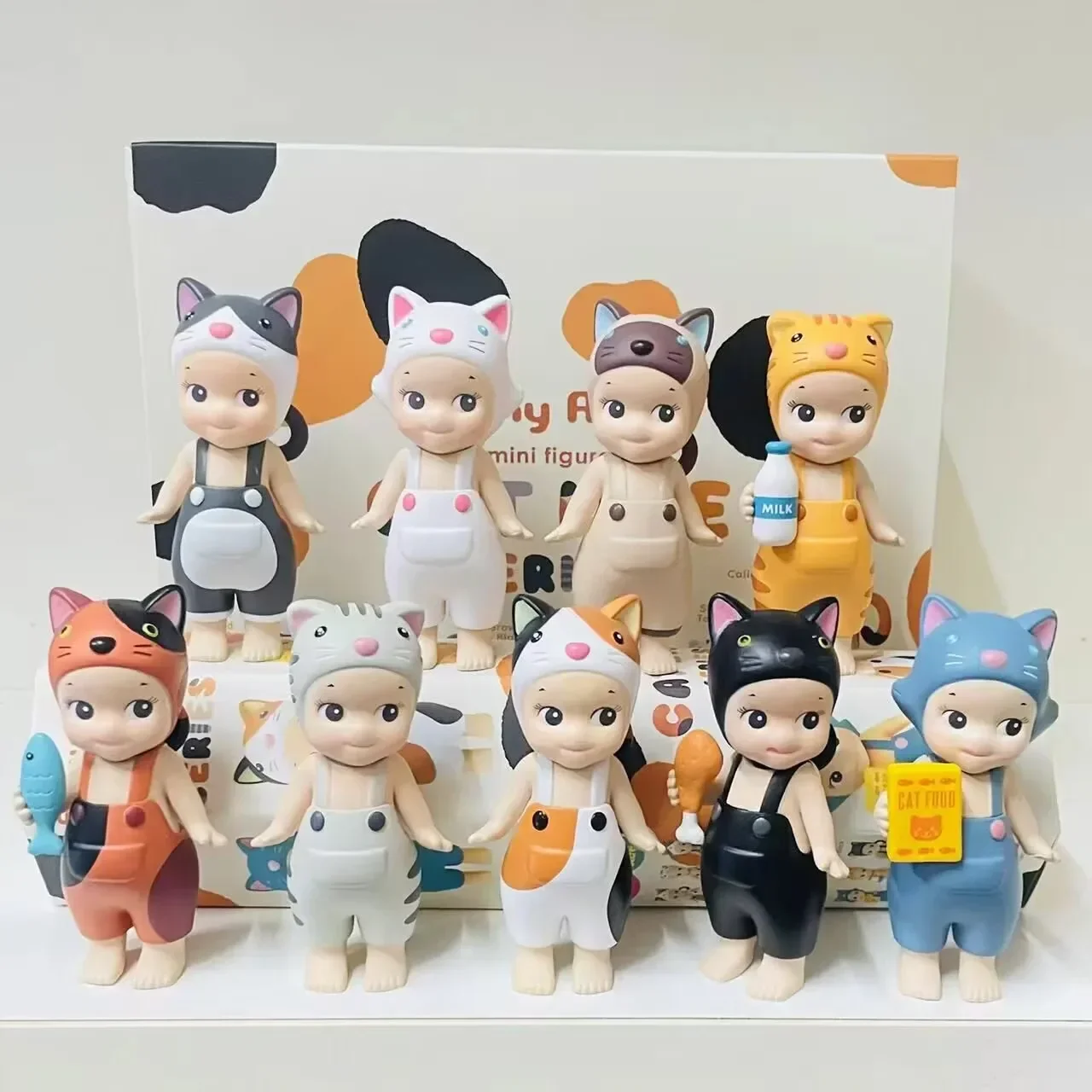 9 Uds Sonny Angel Cat Life Series Mini figuritas de gato coleccionables muñecas lindas para niños decoración del hogar Idea de regalo perfecta para niños