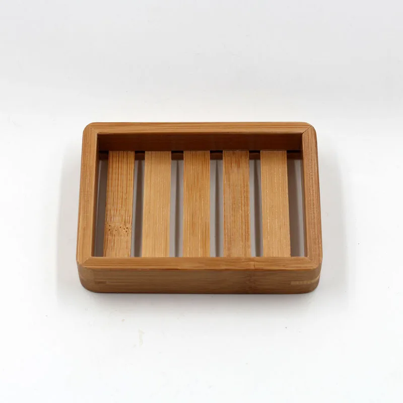 Portable Wooden Natural Bamboo Soap Dishes Tray Holder Storage Soap Rack Plate Box Container Bathroom Accessories