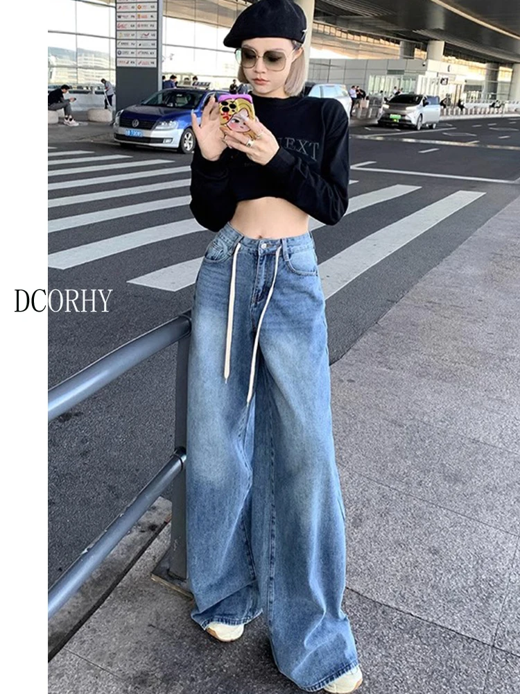 

Women Blue Y2k Jeans Harajuku Streetwear Denim Trousers 90s Aesthetic Y2k Jean Pants Vintage Japanese 2000s Style Trashy Clothes