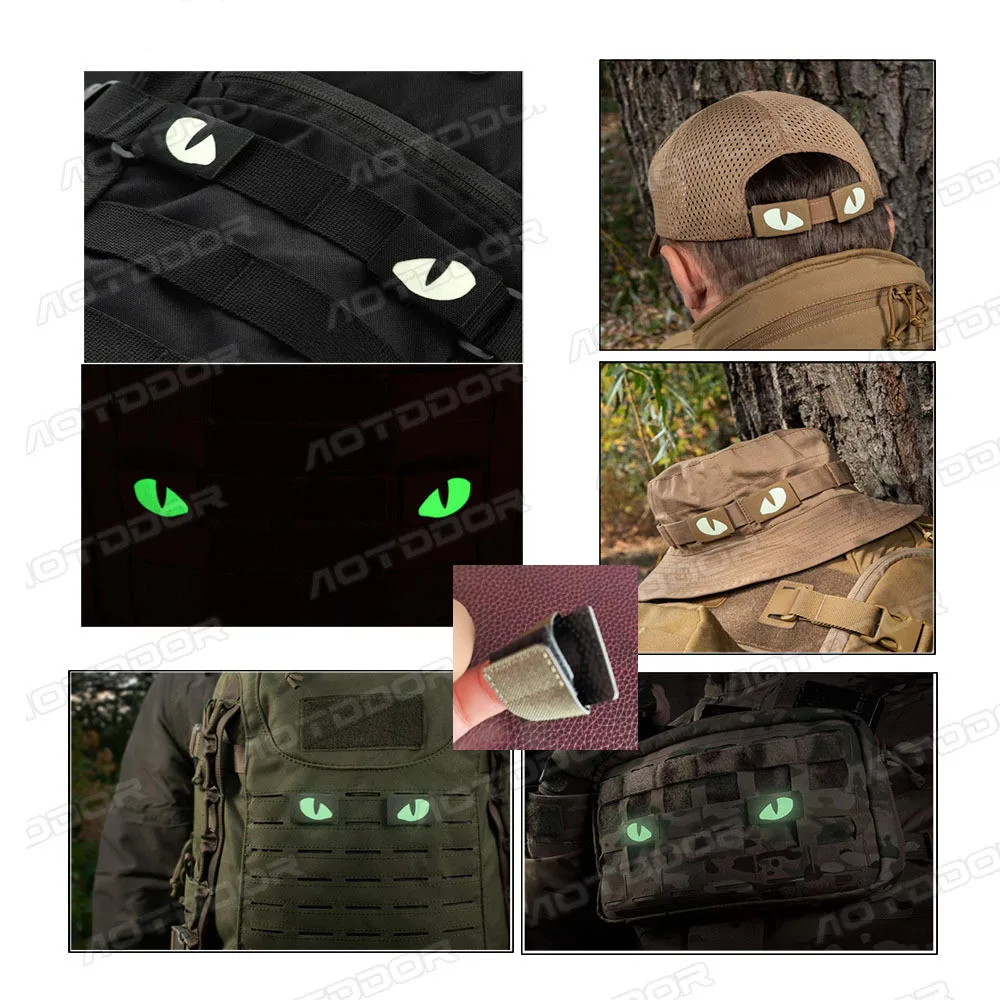 Luminous Patch Cat Eyes First Aid Biochemical Viking Military Action Armband Tactical Sniper Badge Luminous Patch Embroidery DIY