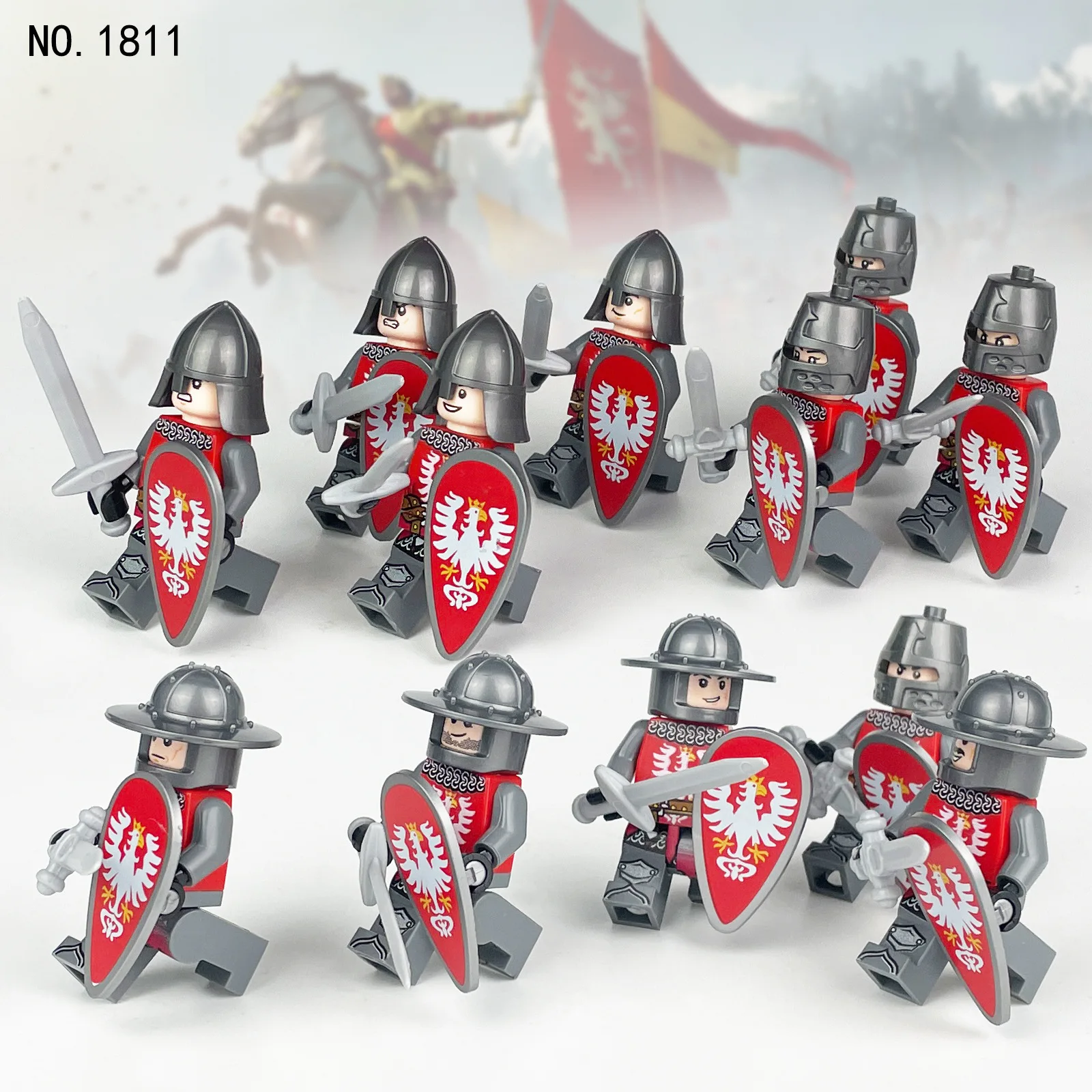 280 verschiedene mittelalterliche Ritter, römische Legion, Mini-Figuren-Bausteine, Lernspielzeug für Kinder, kleine Geschenke – Detail 31