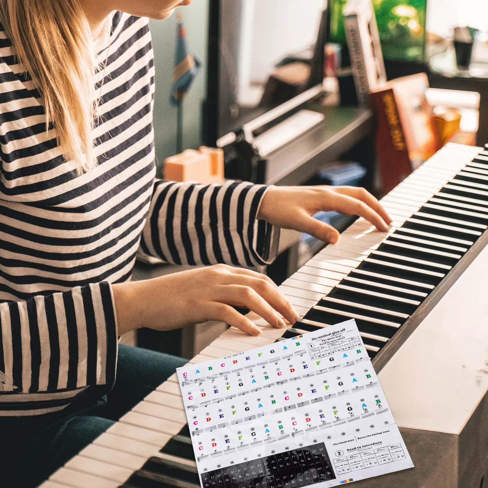 Piano Keyboard Stickers for Beginners Removable Note Decals Learning Aid for Acoustic Digital Pianos