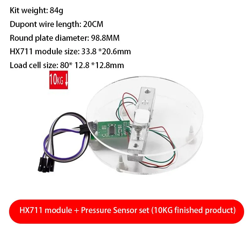 Digitaler Wägezellen-Gewichtssensor HX711 AD-Konverter Breakout-Modul 1 kg-20 kg tragbare elektronische Küchenwaage für Arduino-Waage – Detail 9