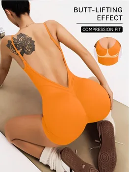 Cross-Back Yoga Romper 4 Women's Solid Color Cross Back Yoga Everyday Fitness Romper Shorts Workout Clothes Women Women Clothing Athletic Women 4