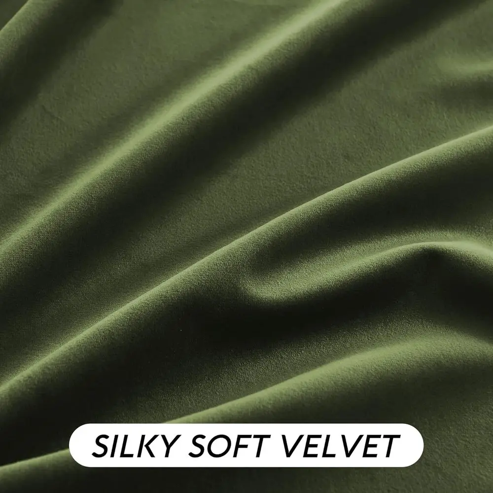 Tende di lusso in velluto verde oliva da 52x90 pollici - Oscuramento della stanza, isolamento termico, set a 2 pannelli per la privacy del soggiorno