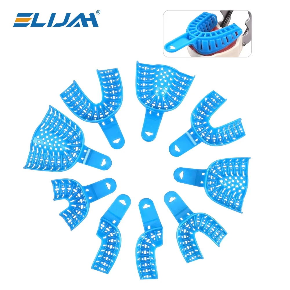 9Pcs/Set Disposable Plastic Dental Impression Trays Denspay Dental Dental Impression Plastic Tray Dentist Laboratory Tool
