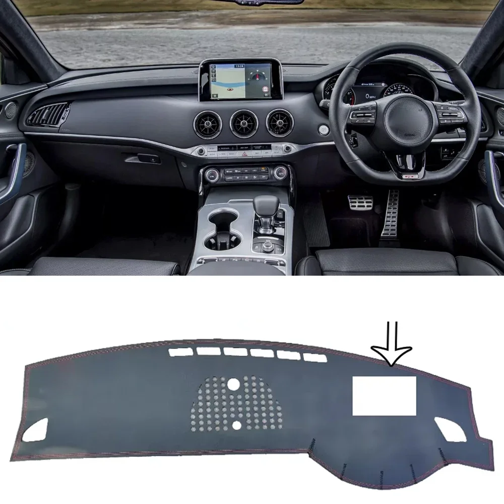

PU Leather Dashmat Automobile Dashboard Cover Dash Mat Anti-UV Carpet Car Accessories For kia Stinger GT 2018 2019 2020 2021