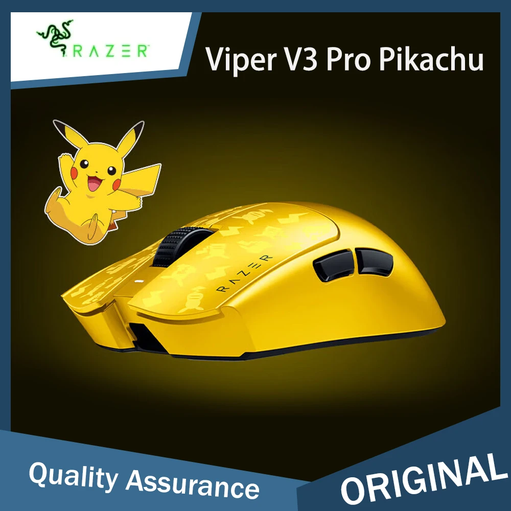 ماوس الألعاب اللاسلكي Razer Viper V3 Pro Pikachu، إصدار هدية معدل حمل 8 كيلو هرتز، 35000 نقطة في البوصة، مفتاح ماوس بصري من الجيل الثالث