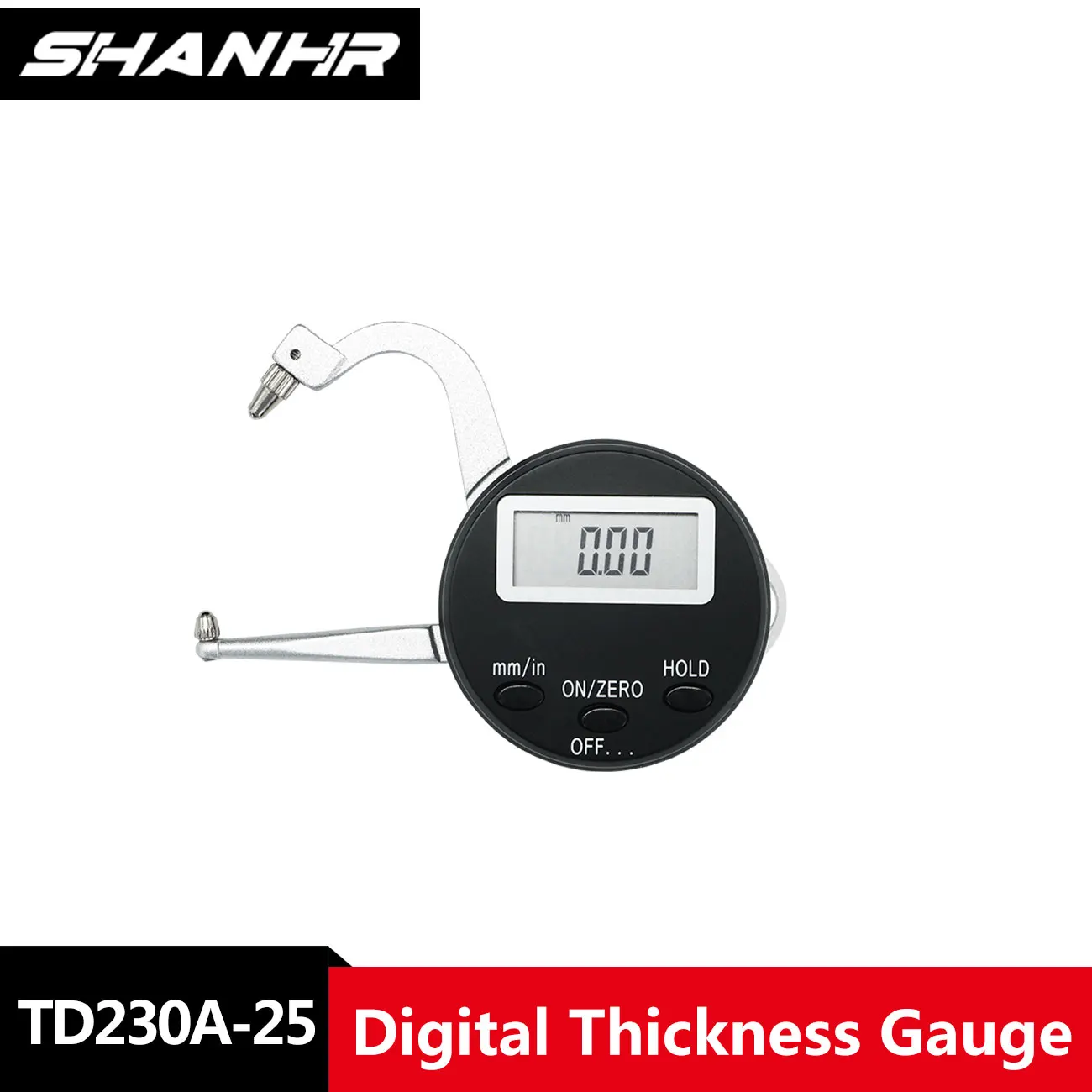 SHANHR Digital Outside Thickness Gauge 0-25 mm 0.01mm Caliper Measurment For Thickness Of Tube/ Steel Plate/ Lens