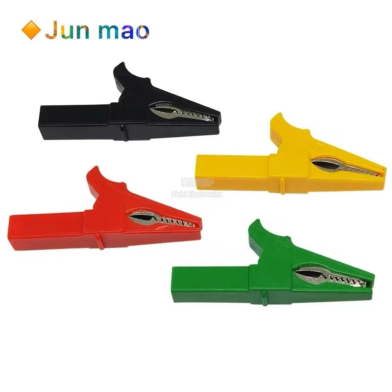 2pcs 32A pure copper 10MM fully enclosed 55mm crocodile clip safety clip tail hole 4mm banana socket resistant to high voltage