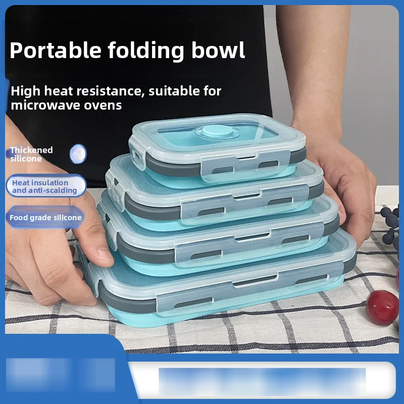 13/4PS Collapsible Food Storage Containers with Lids & Vent,, Kitchen Stacking Silicone Collapsible Meal Prep Container Set for