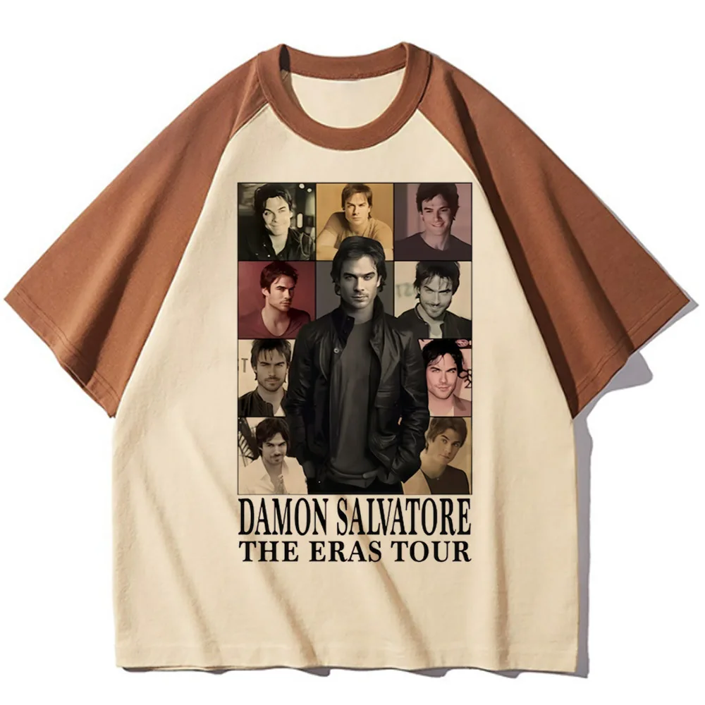 Damon Salvatore women Grunge korean clothes Colorful Graphic shirt Comfortable hip hop aesthetic Breathable Psychedelic