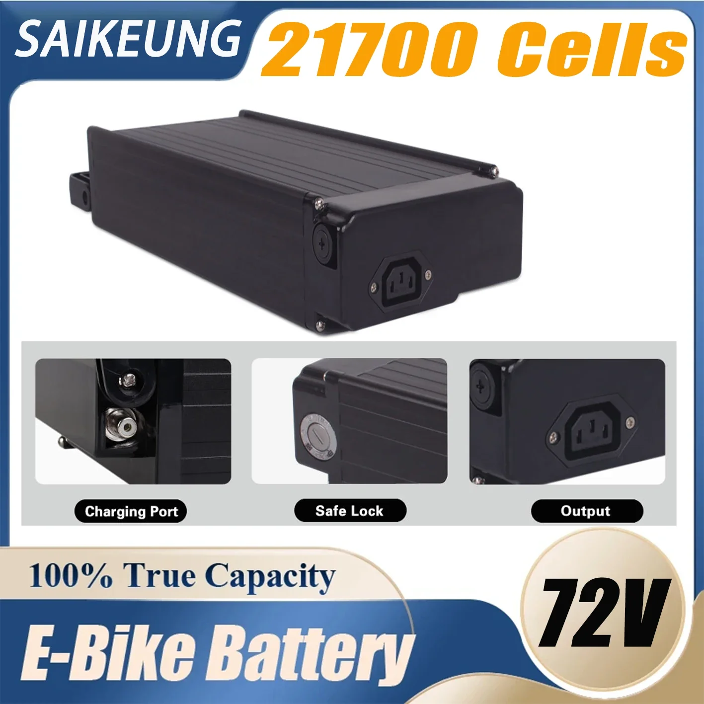 Bike Rear Frame Battery Bafang 300W-3000W 72v 48v 52v 36v 20ah 24 30ah 40 50 60ah 21700 Battery with Charger 、100A BMS Free Vat