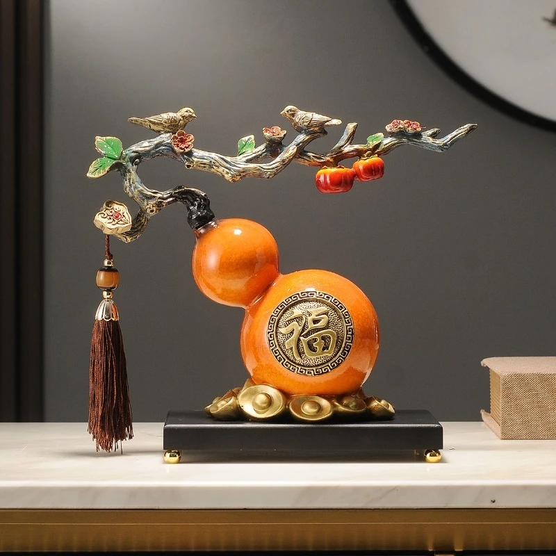 

Persimmon Ruyi gourd ornament Chinese living room TV cabinet wine cabinet decoration handicrafts moving gifts