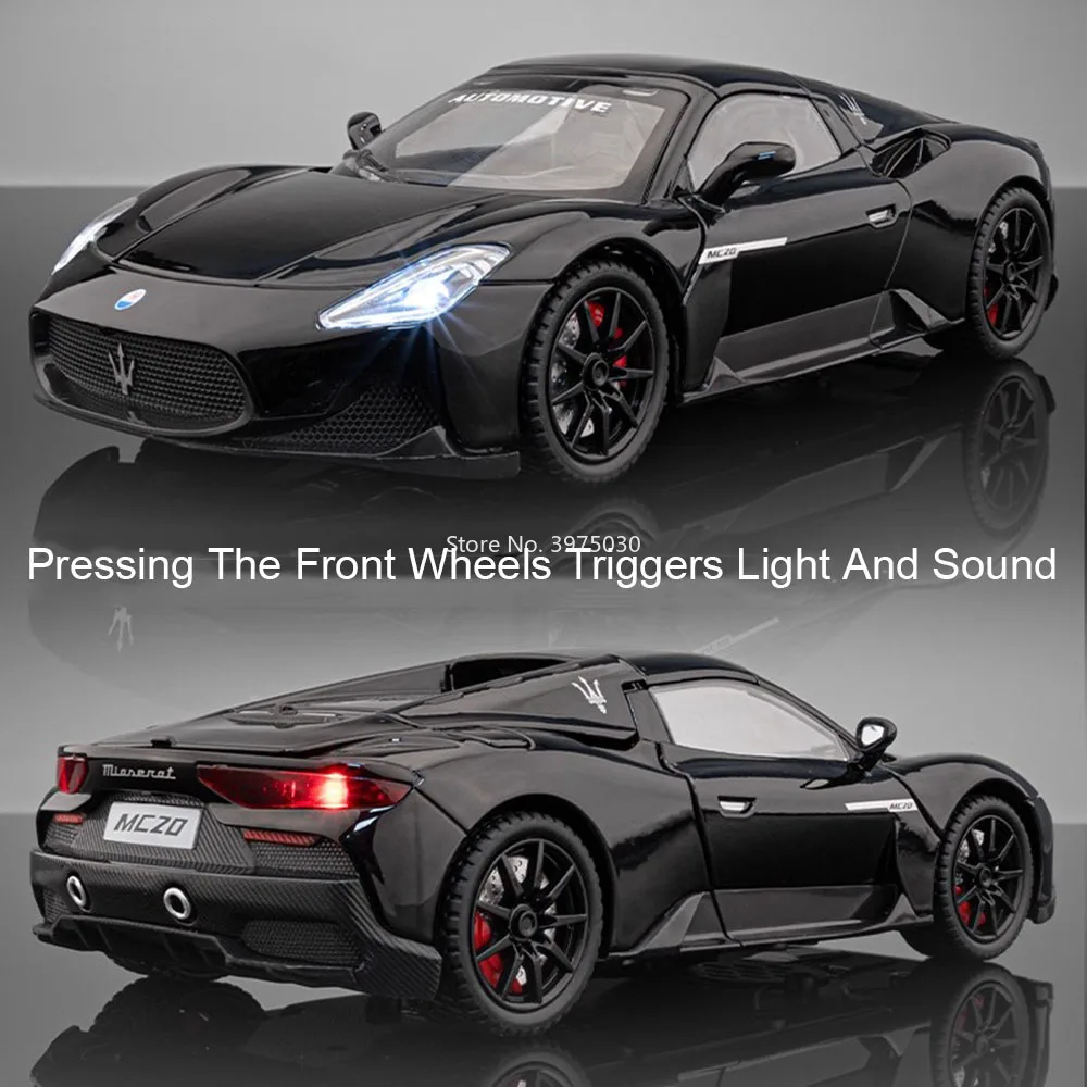 1:24 MC20 modèles miniatures jouets voitures avec son léger alliage moulé sous pression tirer véhicule pneus en caoutchouc Supercar garçons ornements cadeaux