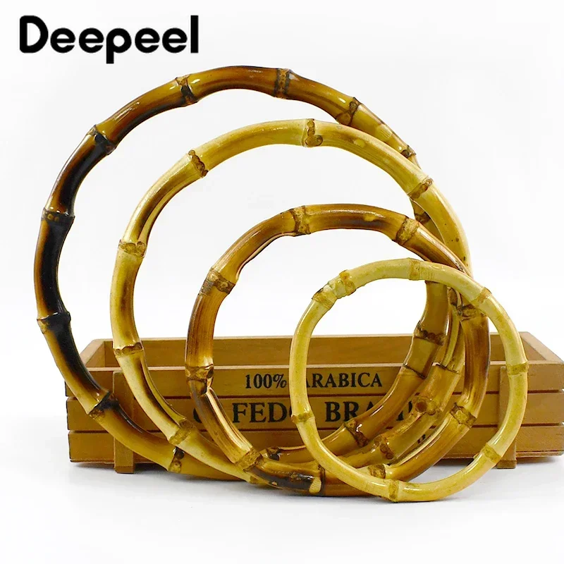 

2/4/10Pcs Deepeel 7-18cm Natural Bamboo Bag Handles Purse Woven-Bag DIY Handmade Round Handle Wooden Sewing Bags Accessories